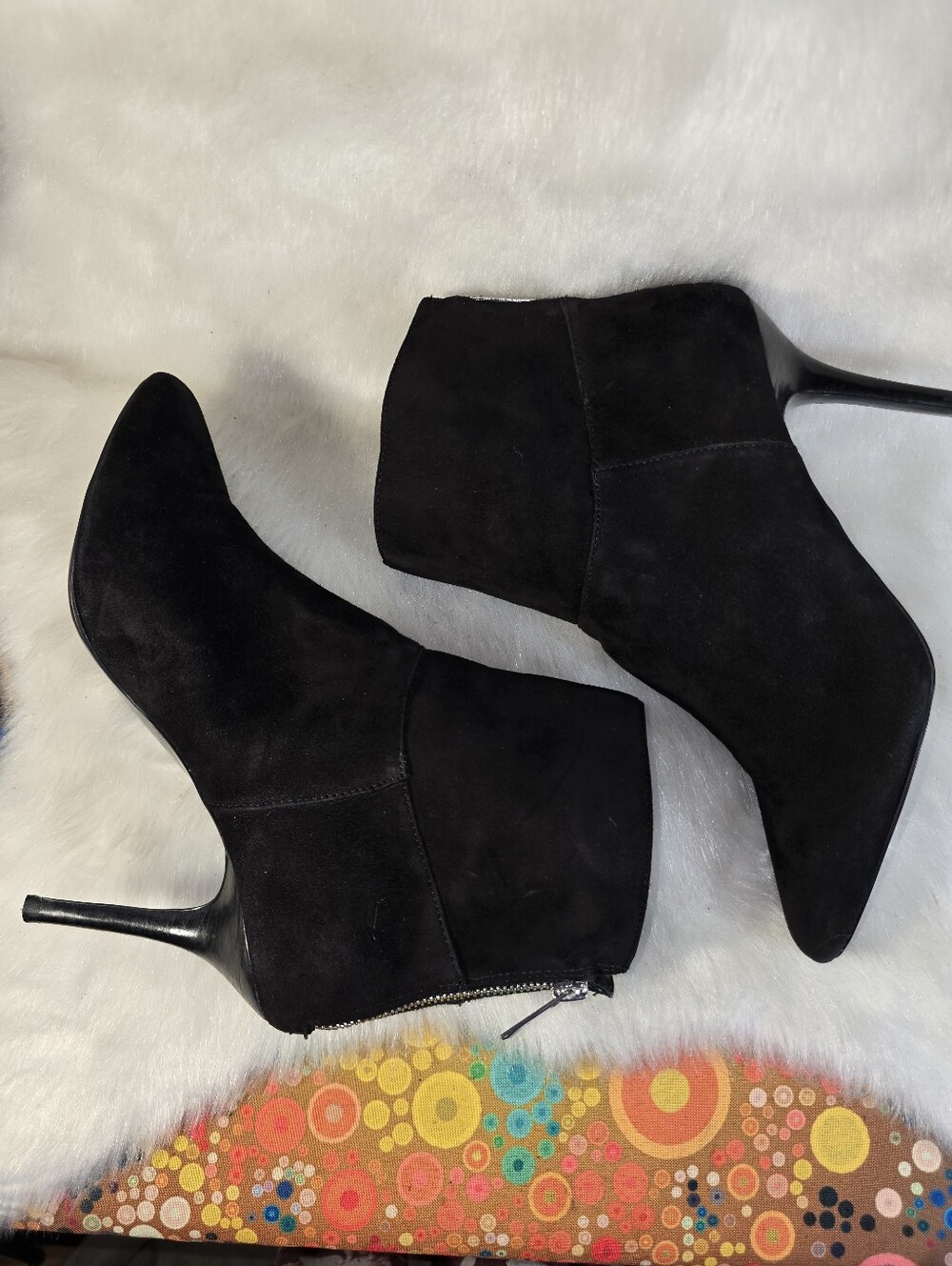 Audrey Brooke "Abbriley" Black Suede Stiletto Heeled Ankle Booties